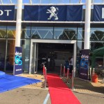 red carpet outsite Peugeot in Cambridge